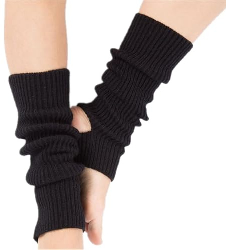 SHSHbuy Jambière Guêtres,Chaussettes de Yoga pour Femme Tricoté Longue Botte Chaussettes Boot Cover Crochet Longue Sport Jambières pour Danse Yoga Pilates Fitness(Noir)