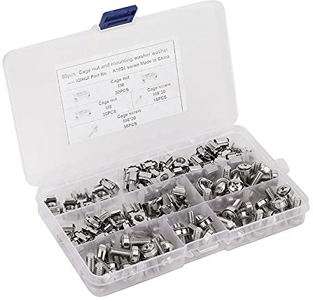 Viti per Rack per Armadio di Rete M6x20 Dadi a Gabbia Dado Prigioniero Dado a Gabbia per Armadi Elettrici Veicoli Set 50 Pezzi