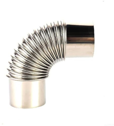 WUUKEPSG Edelstahl 90° Winkelstück Kamineinsatz Bogen, Winkelstück Abgasrohr Kamin Gewinde Winkelstück 60Mm 2,36Zoll