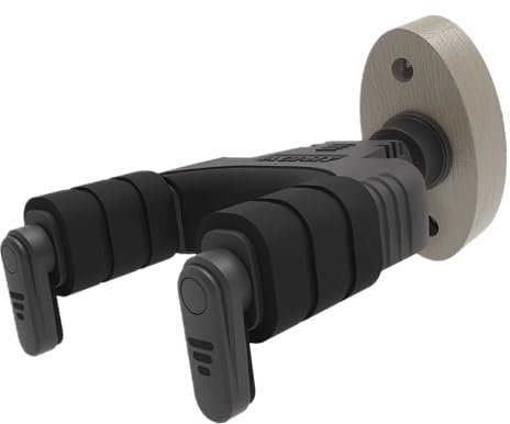 AUPHY Gitarrenhalter für die Wand mit Auto-Lock & Drehmechanismus | 10KG+ Schwerlast | Universeller Wandhalter für alle Kopfplatten/Griffbreiten,Klassik-, Akustik-, E-Gitarre,Bass etc,Holz,
