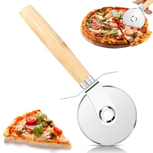 Pizzaschneider，Spülmaschinenfest Pizza Schneider,Pizza Schneidemesser,，Pizzaroller aus Edelstahl，Pizzarad Pizzaschere，Mit Rutschfestem Griff，für Pizza, Kuchen, Waffeln, Teig und Mehr