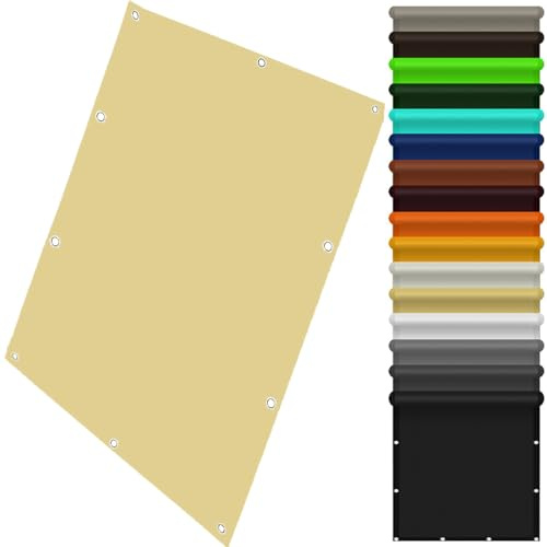 Toldo Vela Rectangular 120 x 260 cm Lona Protector Solar Sombra Protección Rayos UV Impermeable con Ojales y Cuerdas de Fijación para Patio Exteriores, Color Crema