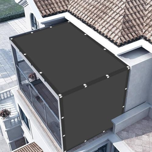 Rectangle Sun Sail Shade Waterproof 1.9 x 4 m 98% UV Block Waterproof Garden Screen Privacy Fence with 4 Ropes Anti-Peeping for Outdoor Garden Patio, Dark Grey