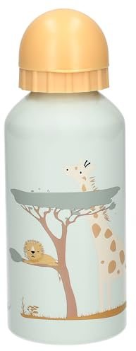 Sterntaler Gourde pour enfant motif girafe et lion - Bouteille en aluminium légère et robuste - Avec motif animal mignon - Pour la maison, la maternelle et les déplacements - Cadeau - Capacité : 400