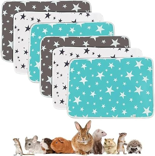6 Stück Saugfähige MeerschweinchenKäfig Einlagen 35 * 45cm, Wiederverwendbare PIPI Pads Waschbare Urin, Waschbar und super saugfähige Unterlagen, Kleintiermatten für Kaninchen, Hamster, Welpen