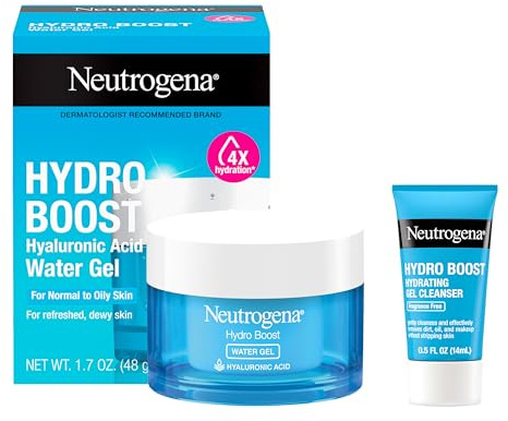 Neutrogena Hydro Boost Water Gel, Hyaluronic Acid Facial Moisturizer for Normal to Oily Skin, Hydrating Face Moisturizer, 1.7 fl. oz + Trial Size Hydro Boost Facial Cleanser, 0.5 fl. oz