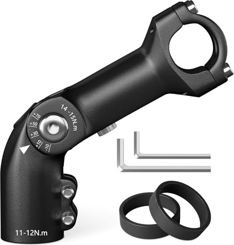 CLOPAE Attacco manubrio regolabile, prolunga manubrio (-10° fino a +70°), 31,8mm*110mm, prolunga manubrio bici, design a sei fori, prolunga manubrio bici per MTB/bici da corsa/BMX