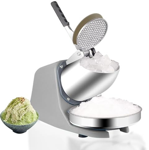 WHIPIN Tritaghiaccio Elettrico, Macchina per Ghiaccio tritato Professionale a Doppia Lama, tritaghiaccio in Lega di Alluminio, 1400 Giri al Minuto, 65 kg all'ora per Cucina, Bar(Gray)