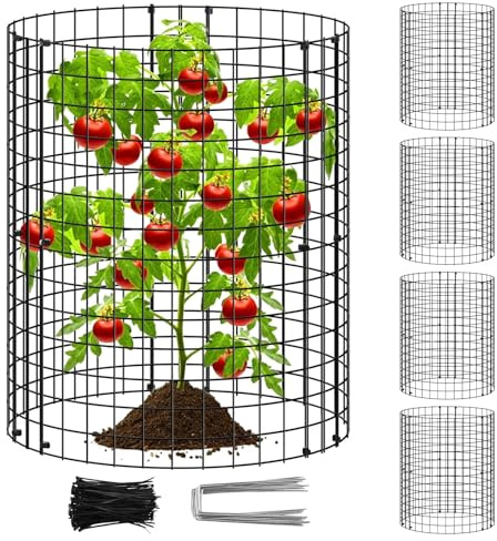 VUKHWX Protecteurs de plantes contre les animaux, cage de protection de jardin de 30,5 cm, résistante à la rouille, avec piquets et attaches, cages à plantes en maille métallique, cloches de jardin en