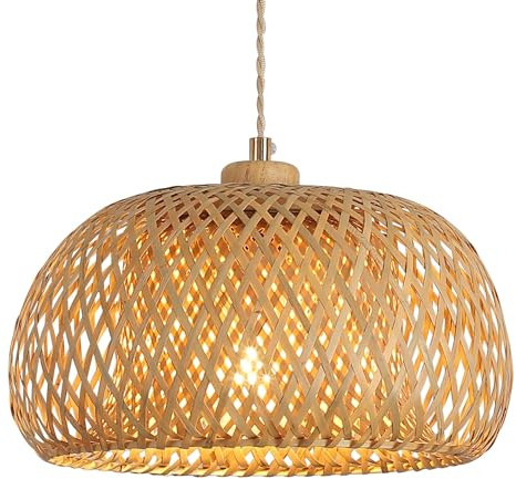 JOYINLED Rattan Pendelleuchte, 30cm Bambus Lampenschirm Boho, Hängelampe Küchenlampe Deckenlampe für Esstisch, Wohnzimmer, Schlafzimmer(E27 Fassung, keine Glühbirne)