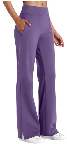 Pantalon Yoga Mujer,Cintura Elástica Alta Pantalones Deportivos Rectos Elástico Cómodo Pantalón Chándal Otoño Invierno Sueltos Casual Pantalon de Trabajo Oficina Color Sólido Yoga Jogger Pants