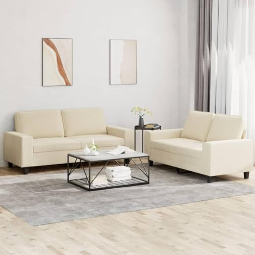 KATERYY 2-TLG. Sofagarnitur Creme Stoff Möbel Wohnzimmer