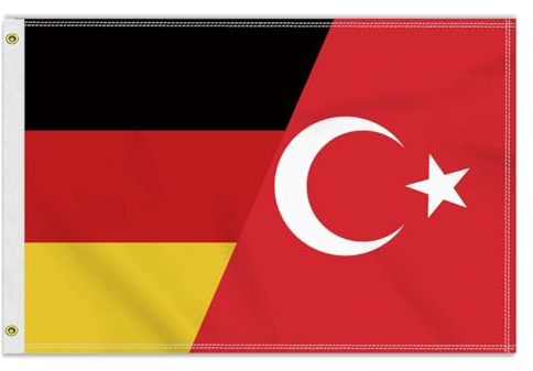Große 60×90 CM Türkei Deutsch Flagge, 2×3FT Medium 150D Türkisch banner,Strapazierfähige Doube-Seitendruck Dekor Messingösen Medium Turkey