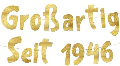 80. Geburtstag Girlande Großartig Seit 1946 Gold Glitzer – Geburtstagsdeko, Deko & Geschenke zum 80. – Party Zubehör für Sie & Ihn