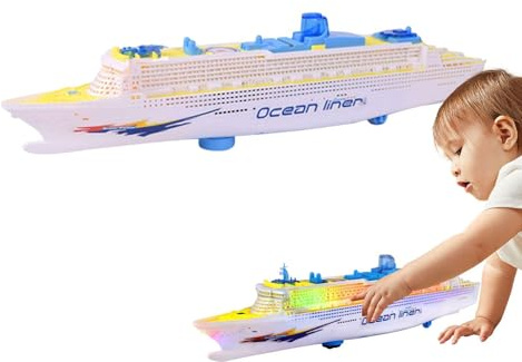 Modell eines Kreuzfahrtschiffs – ABS, Elektrisches Boot, Spielzeug Titanic, 40,9 x 5,9 x 10,5 cm | interaktives RC-Boot mit LED-Lichtern, Pfeifen-Sound, batteriebetriebenes Modell für Entwicklung