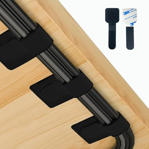 60 PCS Hook and Loop Cable Ties, Under Desk Self Adhesive Clips Straps Management, Sticky-Back Velcro Cord Wire Organizer for TV PC Laptop Ethernet Desktop