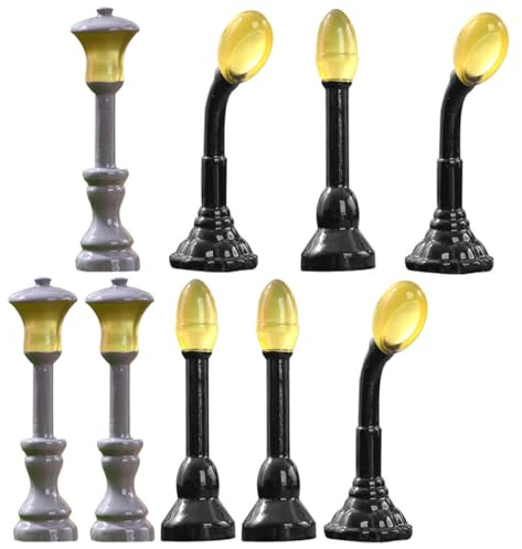 Holibanna Set 9 Pezzi Mini Lampioni Stradali Luminosi in Resina, Decorazione Micro Paesaggio per Modellismo Ferroviario e Giardino, Ornamentale per Case delle Bambole e Layout in Scala
