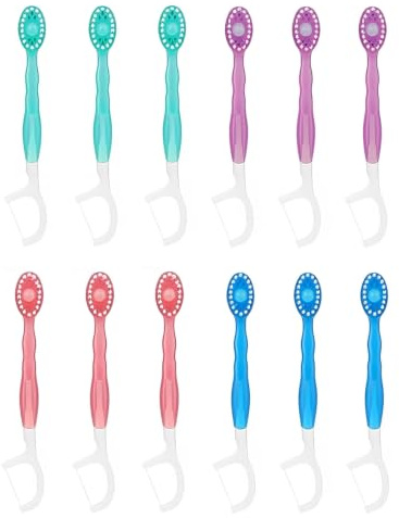 GAJUS Spazzolini da Denti Monouso 5 in 1 con Filo Interdentale, 12 Pezzi Spazzolini da Viaggio Portatili Mini Pre-Legato Morbido per Uso in Hotel, Campeggio, Cura Orale di Emergenza e Viaggi