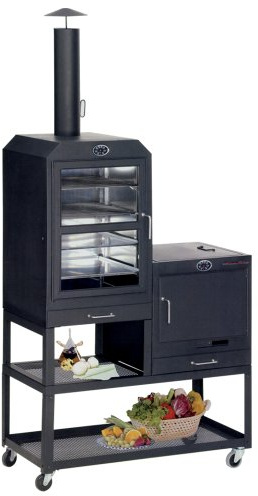 Horno de leña Grillfox para pizza o tarta , rejilla de acero, para exterior, con ruedas