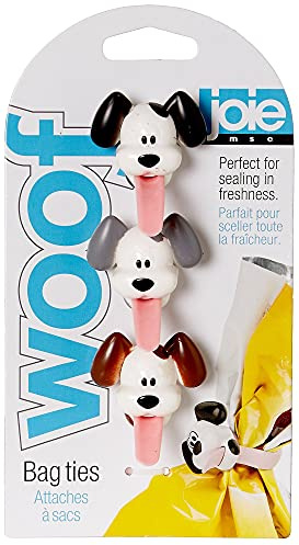 Joie 12605 Woof Bag Ties, Dog Themed, One Size, White, Set of 3