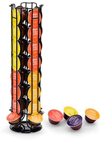 SYSYLY Kapselhalter, Kapselspender für 32 Dolce Gusto Kapseln, Kapselständer zur Aufbewahrung von Kaffeekapseln, Rutschfeste Basis,Drehbarer , Schwarz