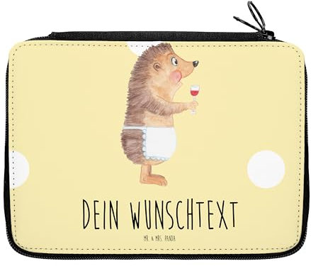 Mr. & Mrs. Panda Personalisierte Federmappe Igel Wein - Geschenke, Lustige Sprüche, Weißwein, Spruch, PersonalisierteS Federmäppchen, Stifterolle mit Namen, Stiftemappe, Rotwein, Weinglas