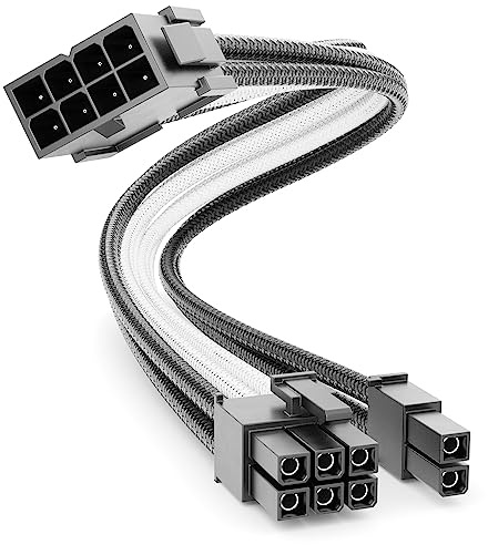 deleyCON 6+2 Pin PCI Express GPU Strom Kabel Verlängerung 30cm - Schwarz Weiß