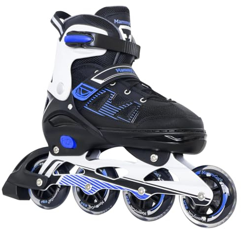 MammyGol Inline Skates for Adults Men Women, Roller Skates with Carbon Steel Bearings, TPR Brake, 3D Mesh, EVA Lining, PVC Upper | Adjustable Size Better Fit for Beginner Skating Enthusiasts Blue