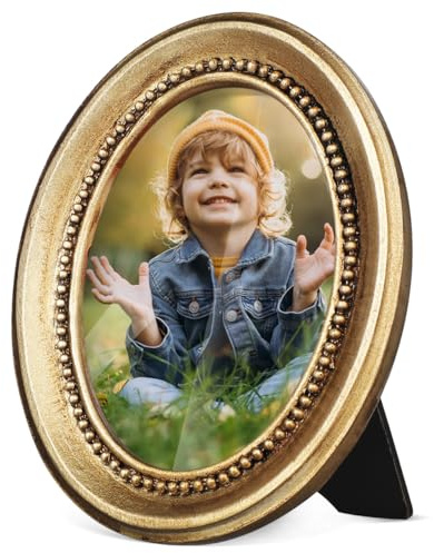 Luxshiny Bilderrahmen Oval Vintage Aus Kunstharz Als Wand- Und Tischrahmen Kleiner Foto-Displayrahmen Für Schlafzimmer Wohnzimmer Esszimmer Büro Geschäft 10.50 X 8.50 X 1.10 cm