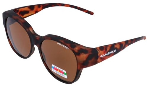 Gamswild WS3527 runde Überbrille Sportbrille Sonnenbrille polarisiert Fahrradbrille Skibrille Damen Herren Unisex Leichtgewicht| braun | schwarz |, Farbe: Braun