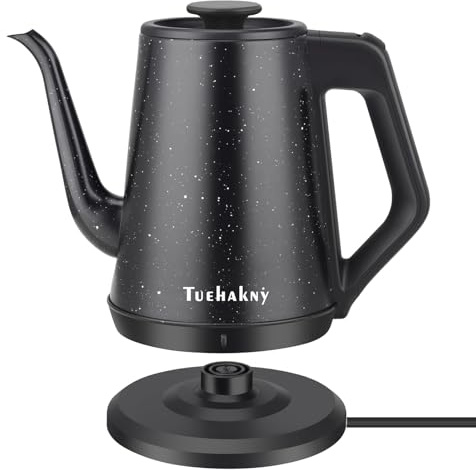 Gooseneck Electric Kettle 1.0L, 1000W Quick Heat-Up In 3 Min, 100% Stainless Steel Tea Kettle, Pour Over Coffee Kettles For Office/Travel/Kitchen, Auto Shut-Off Protection, Black Star Design, BPA-Free