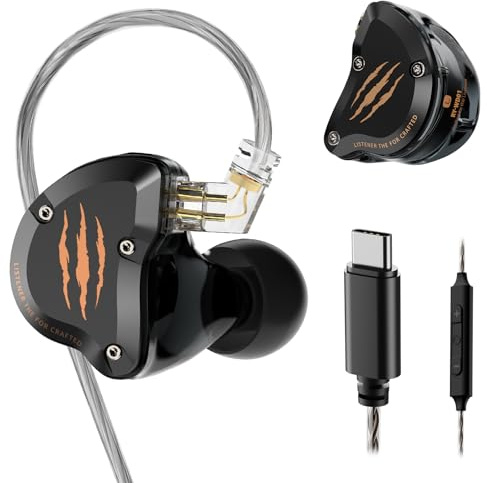 Rythflo in Ear Monitors Headphones USB-C w/Mic HiFi Wired Earbuds