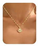 IHLOOTD Collier Coquillage Bijoux Océan Élégant Collier de Charme Or Coquillage Bohème Été Cadeaux Femmes