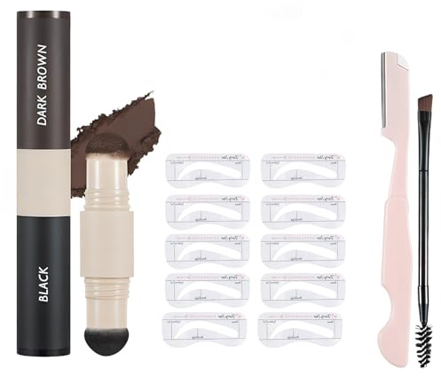 atnayo Eyebrow Stencil Kit, 13 Pcs Multifunction Waterproof Brow Charm Stencils for Party, Meeting, Travel