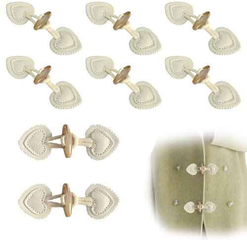 TILONKJ 16 Stück Knebelverschlüsse aus Leder,DuffelCoat Verschluss,Knebelverschluss Knopf,Knebelknöpfe für Mantel,Cardigan und Strickjacke(Hellbeige)