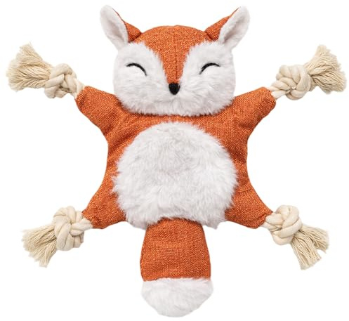 Fancy Pets Plyschleksak för Små och Medelstora Hundar – Räv‑Formad Hundleksak 25 cm med Pipljud och Rep, Antistressleksak för Husdjur
