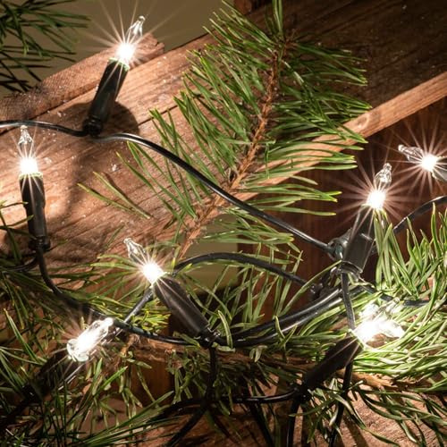 Hellum Ljusslinga för inomhusbruk, 35 stycken lampor, 5,1 m julgran, ljuskedja, miniljusslinga, fönster, juldekoration, ljus ljusslinga med kontakt, ljuskedja, eluttag, vit kabel, 833515