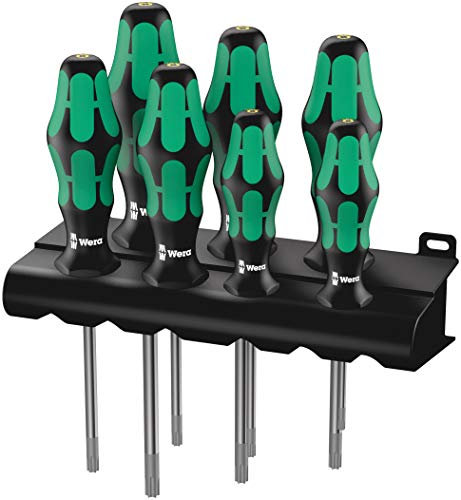 Wera, 367/7 TORX HF Assortimento di giraviti Kraftform Plus con ritegno vite + rack, 7 pezzi