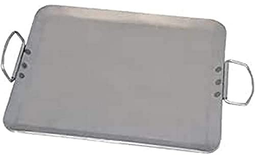 De Buyer, Carbone Plus White Cast Iron Grill Pan with Handles Stainless Steel, gray, 34 x 27 cm