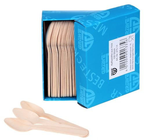 GRÄWE Einwegbesteck Holz-Kaffeelöffel, 100 Stück, Holzbesteck, umweltfreundlich aus Holz, biologisch abbaubar