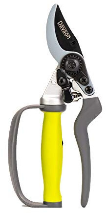Ergonomic Garden Secateurs (Bypass Style) - Premium Pruning Shears with Auto-Rotating Handle and Finger Protection, Ideal Secateurs for Arthritic Hands, Premium SK5 Steel Garden Pruners, Davaon Pro