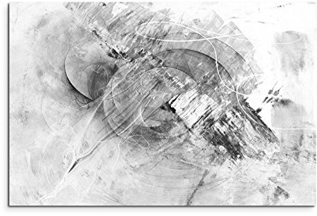 Paul Sinus Art Wandbild 120x80cm Leinwand Modern Abstrakt Schwarz Weiss XXL Bild Wohnzimmer Schlafzimmer Kunstdruck Deko