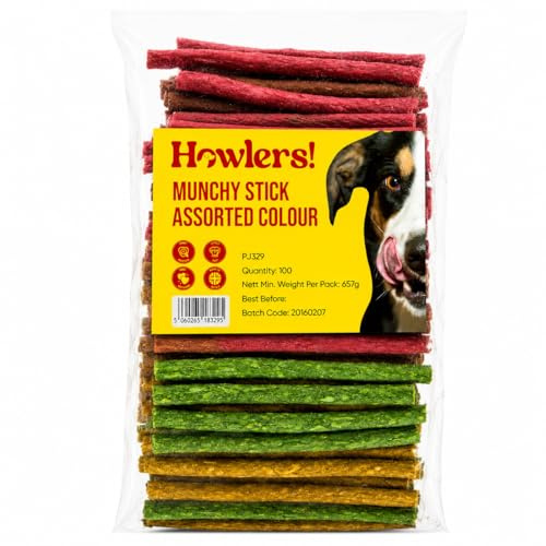 Howlers Assorted Munchy Sticks, 12.5 cm, Pack of 100