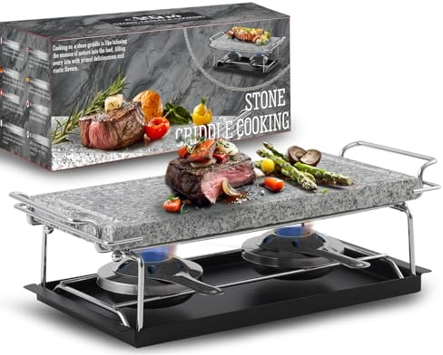 Artestia Hot Stone Steak Cooking Set – Long Heat Retention - Sizzling Steak Plate with Tray & Rack for Family Dinner, Indoor/Outdoor BBQ Grilling Gift