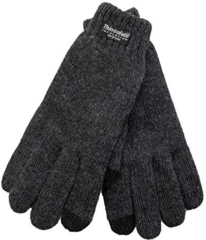 EEM guantes para niños, algodón suave, forro térmico Thinsulate, función táctil, antracita S