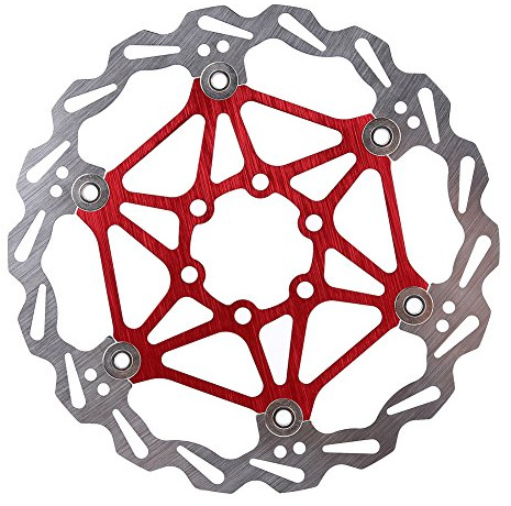 VGEBY Fahrrad Bremsscheibe, Fahrrad Scheibenbrems mit Schrauben 160/180 / 203mm für Mountainbike MTB Rennrad(203mm-Red)