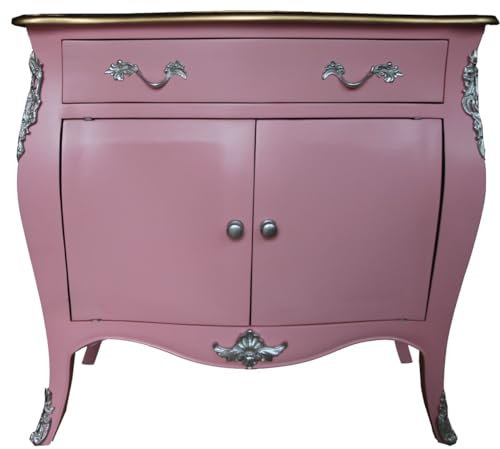 Casa Padrino Cómoda barroca Rosa/marrón con un cajón y 2 Puertas H. 88 cm - Hecho a Mano de Madera Maciza Edición Limitada