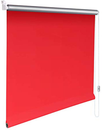 Sonnenschutz-HH® - Mini Thermo Verdunkelungsrollo Thermorollo Minirollo Rollo KLEMMFIX Seitenzugrollo Kettenzugrollo inkl. Klemmträger ohne Bohren - Außenmaß Breite 100 x 180 cm Höhe - rot/signalrot
