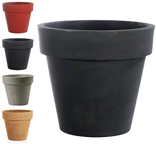 Hochwertiger & Wunderschöner Pflanzkübel / Pflanzgefäß – Kunststoff - Große Auswahl - Runder Blumenkübel / Blumentopf - Indoor & Outdoor - Frostfest (Klein: Ø 50cm - Höhe: 43cm, Anthrazit)