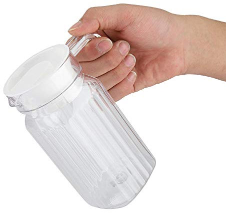 Nikou Wasser Karaffe Gerippter Saftflasche Transparente Saft-Acrylflasche Gestreiftes Wasser Eiskalter Saft-Krug mit Deckel für Bar-Haus (Größe : 500ml)
